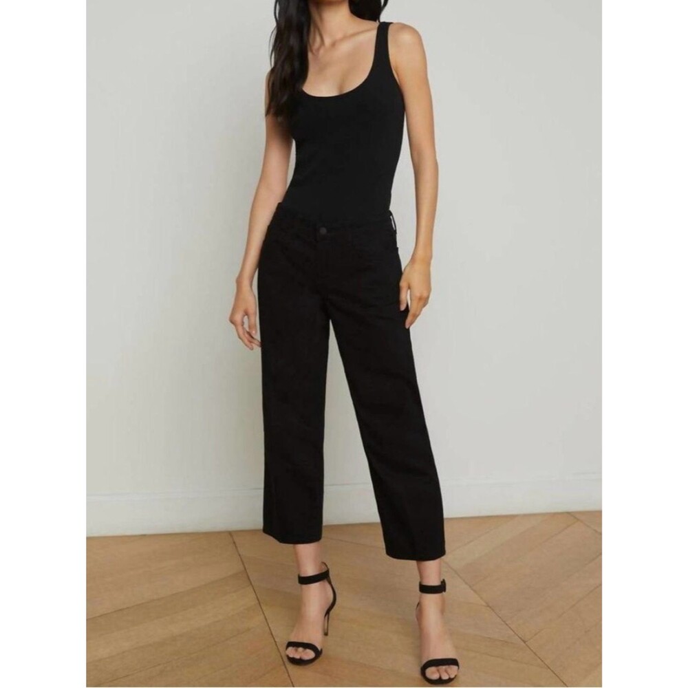 L’AGENCE Blaine Low Rise Cropped Straight Jeans Black Size 26
